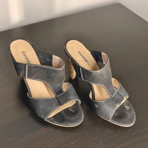 George | Black Suede Cutout Open-Toe Heels | Size 5
